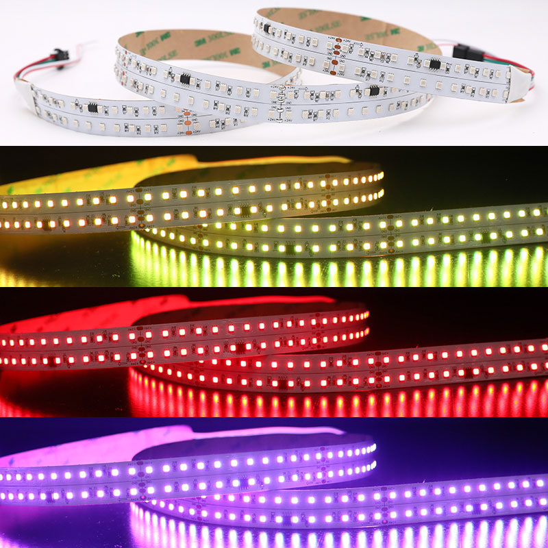 Double Row Foldable WS2811 Addressable RGB LED Strip Lights For 360° Round Neon Tube